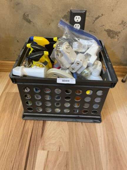 Crate of Assorted Household Cleaning Supplies image