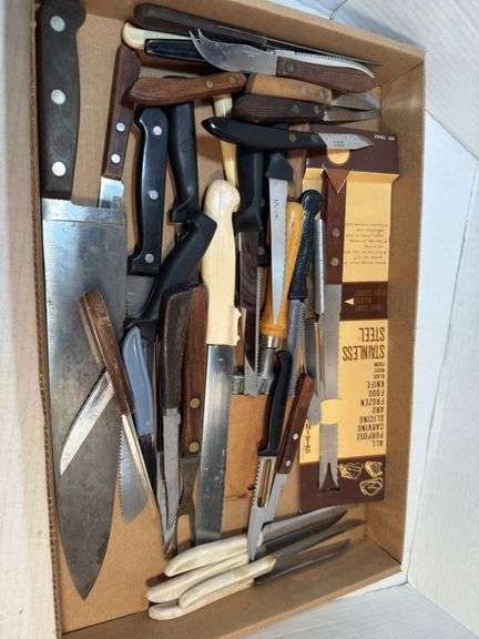 Box Lot of Assorted Kitchen Knives image