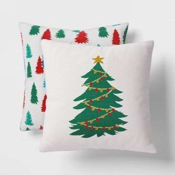 Set of Two Christmas Tree Throw Pillows image
