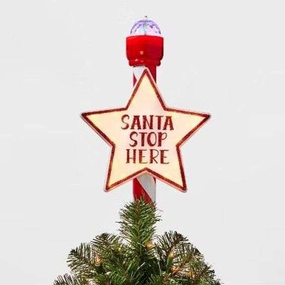 Wondershop Santa Stop Here LED Lit Projection Tree Topper image