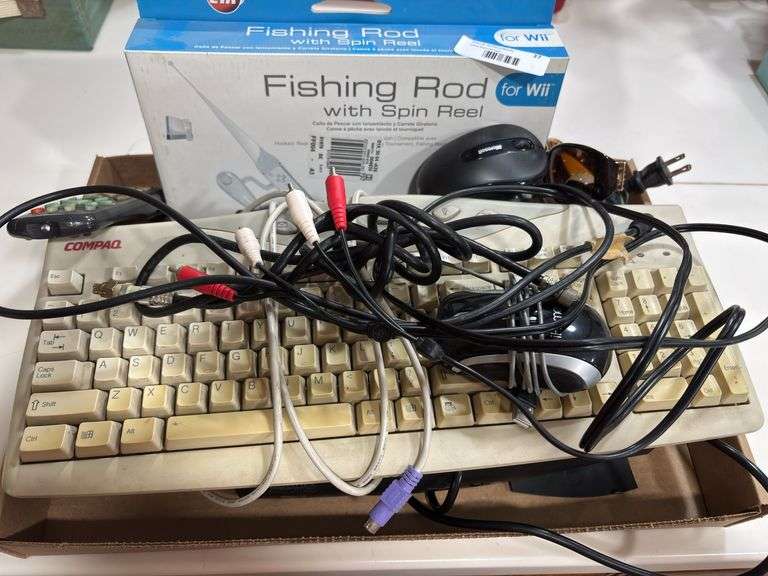 Mixed Lot: Keyboards, Wii Fishing Rod, Electronics, and Accessories