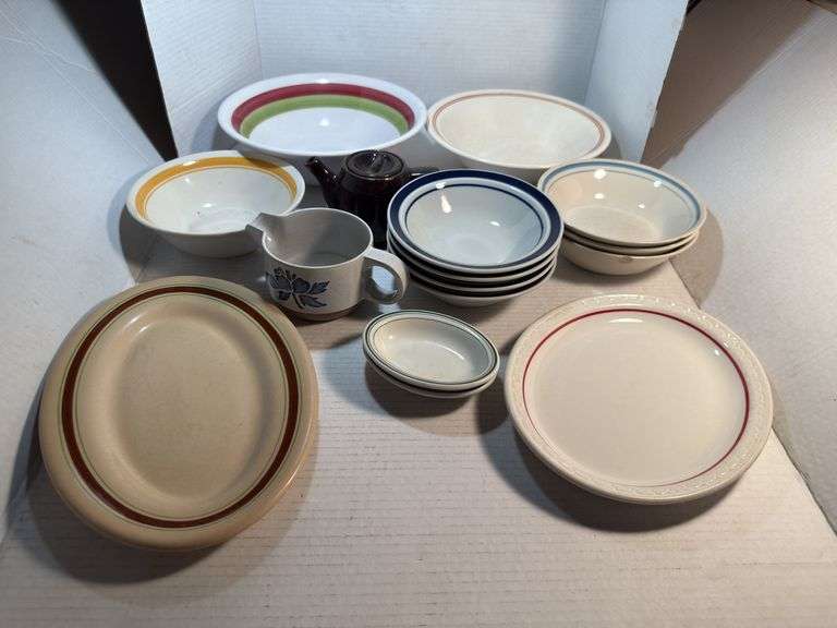 Mixed Dinnerware Set - Bowls, Plates, Teapot, and More image