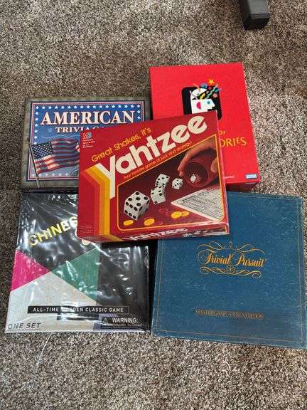 Board Game Lot - Trivial Pursuit, Yahtzee, Scattergories, American Trivia, Chinese Checkers image