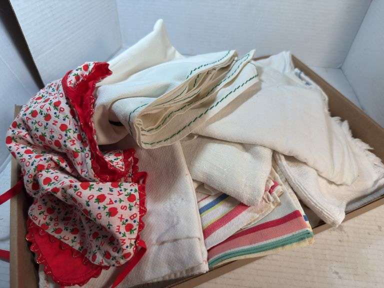 Mixed Lot of Household Linens: Apron, Towels, and More image