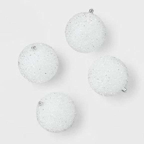 Wondershop 9-Count White Glitter Ball Ornament Set image