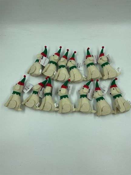 Lot of 15 Plush Christmas Elf Dog Ornaments image