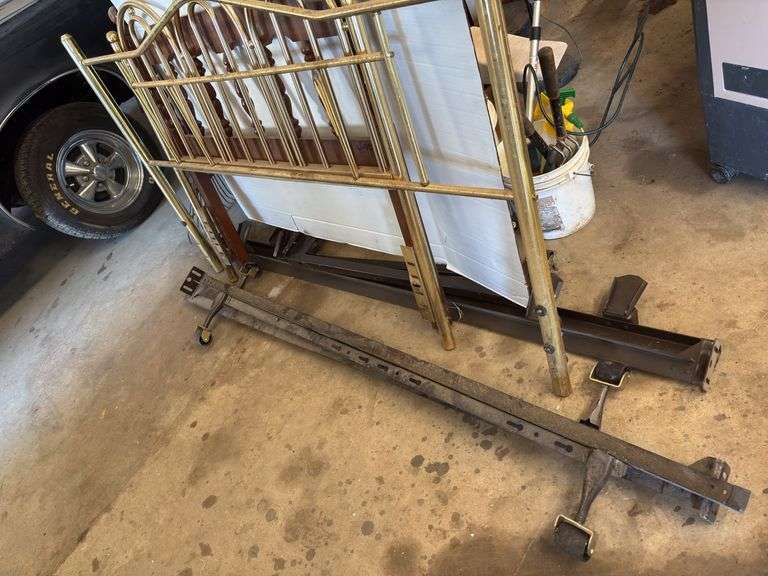 Ornate Metal & Wood Headboard with Bed Frame image
