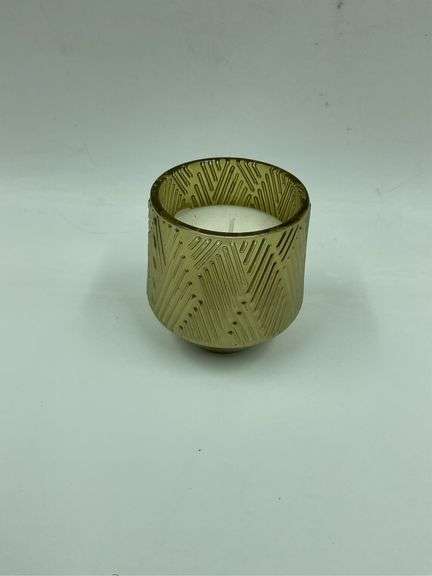 Gold Textured Candle Holder with Candle image
