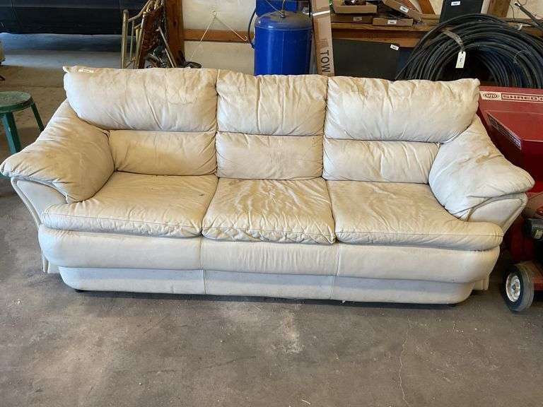 Cream Colored Leather Sofa image
