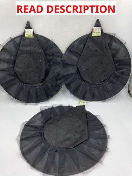 Lot of 3 Witch Hats - Black with Tulle Brim