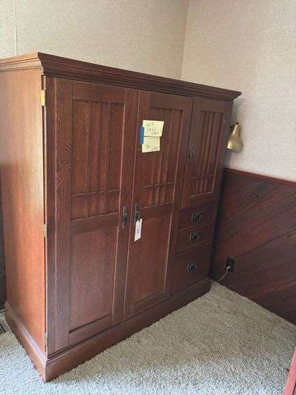 Solid Wood Media Cabinet with Storage