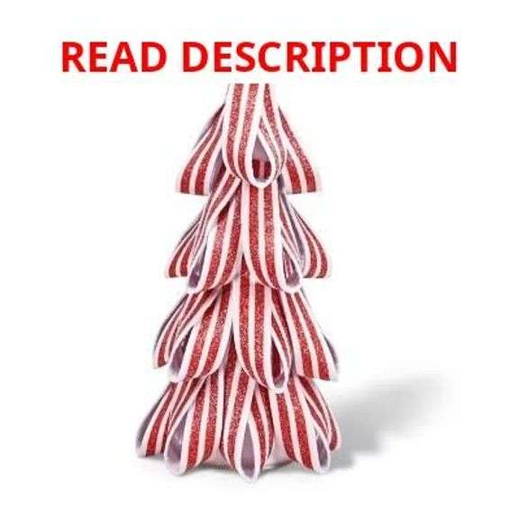 Set of Decorative Christmas Trees with Red and White Ribbon Design image