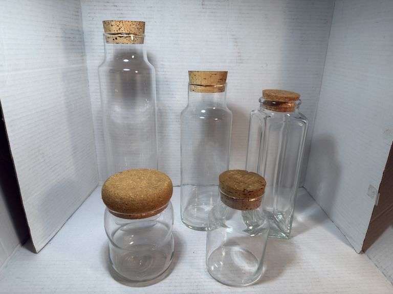 Assorted Glass Bottles with Cork Stoppers (Set of 5) image