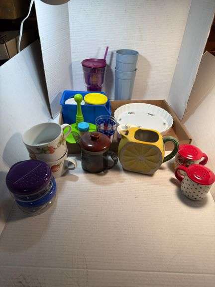 Mixed Lot of Kitchenware: Mugs, Cups, Lemon Pitcher, and More image