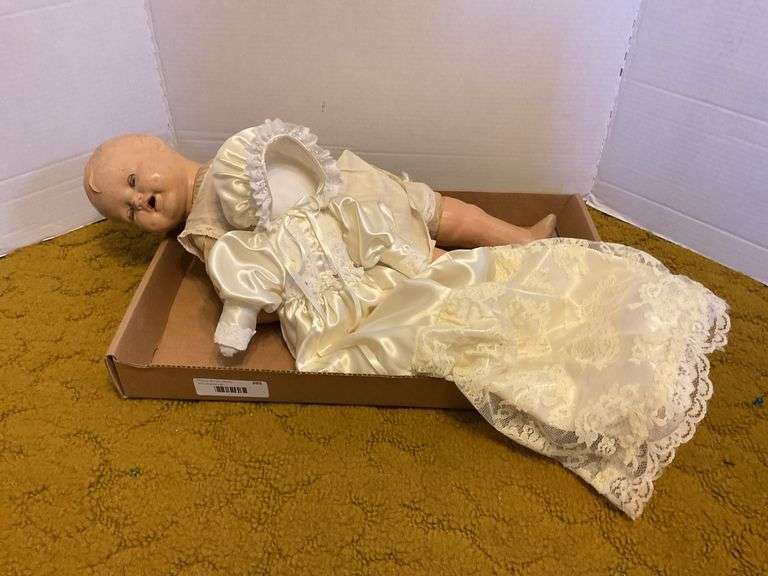 Vintage Composition Baby Doll with Christening Outfit image