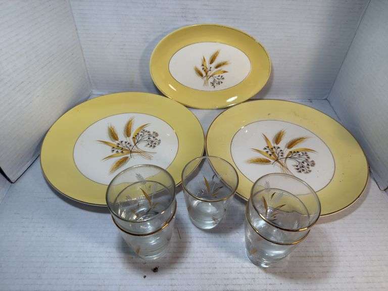 Sabin Industries Autumn Gold Plate and Glass Set image