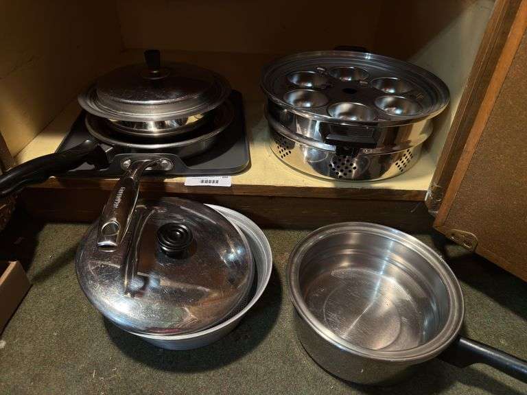 Assorted Kitchenware: GreenPan Griddle, Steamer, Pots image