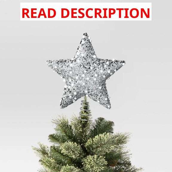 Wondershop Silver Glitter Star Christmas Tree Topper image