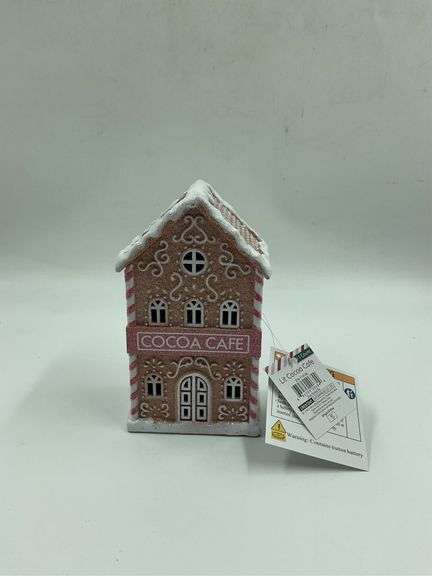 Lit Cocoa Cafe Gingerbread House Decorative Figurine image
