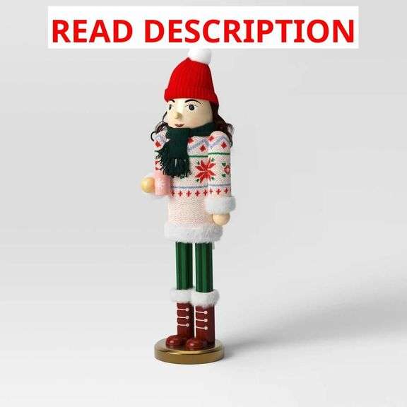 Whimsical Female Nutcracker Figurine with Red Hat image