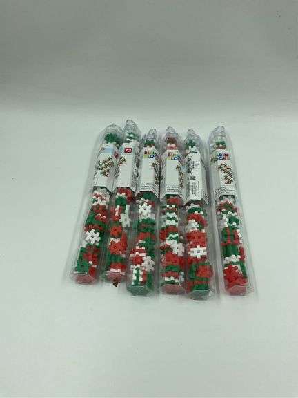 Lot of 6 Plus-Plus Mini Building Blocks - Christmas Holiday Colors image