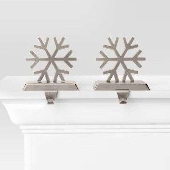 Wondershop Silver Snowflake Stocking Holders (Set of 2) image