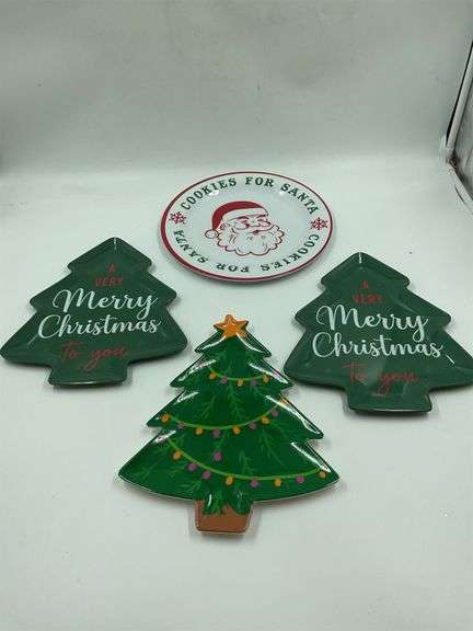 Christmas Decorative Plates - Santa and Trees image