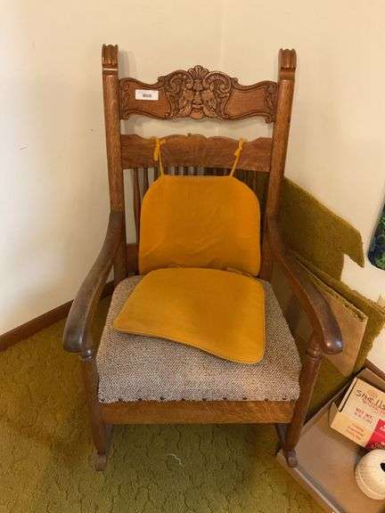 Ornate Wood Rocking Chair with Cushion image
