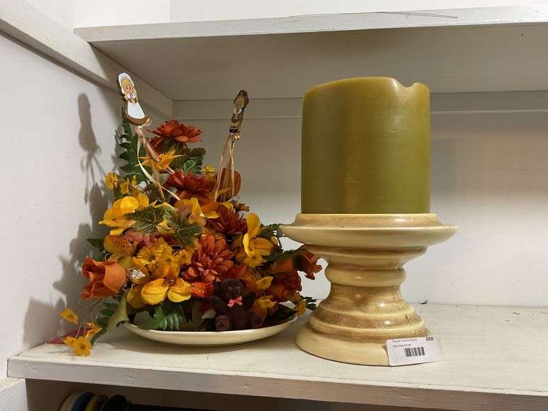 Fall Floral Arrangement with Candle Holder image