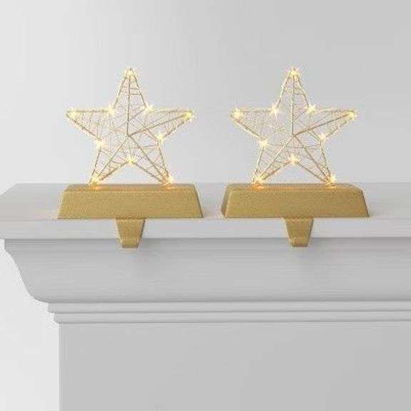 Set of 2 Wondershop Gold Star LED Stocking Holders image