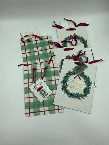 Set of Christmas Gift Bags with Tissue Paper image
