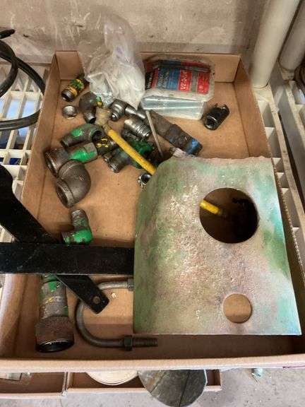 Mixed Lot of Plumbing Fittings, Concrete Anchors, and Metal Cover image