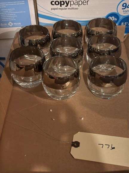 Set of 9 Blue Moon Brewing Company Silver Rimmed Glasses image