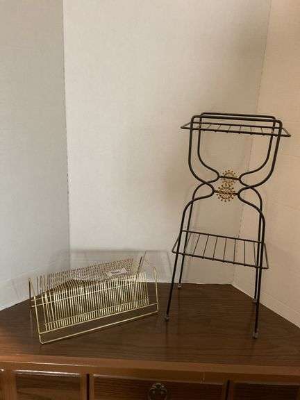 Mid-Century Style Magazine Rack and Plant Stand image