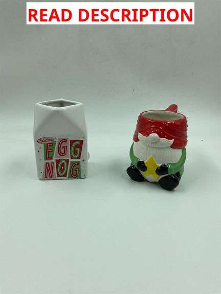 Holiday Themed Ceramic Mugs - Egg Nog and Gnome image