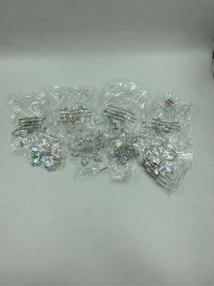 Lot of 6 Iridescent Snowflake Christmas Ornaments image