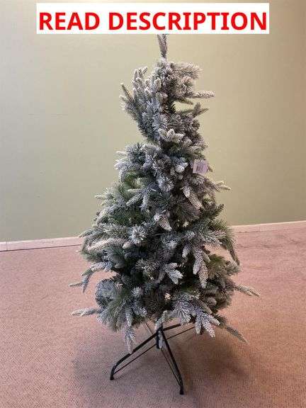 Pre-Lit Flocked Christmas Tree with Stand image