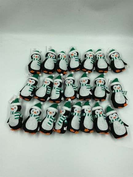 Lot of 22 Plush Penguin Christmas Ornaments with Hats and Scarves image