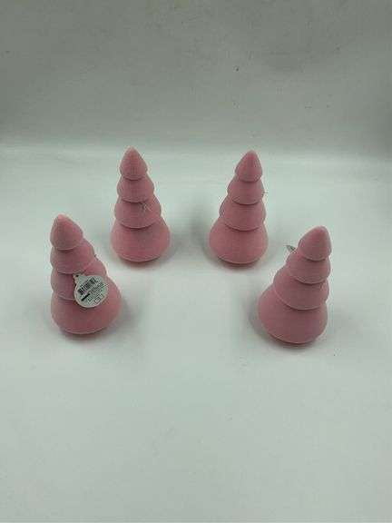 Set of Four Pink Decorative Christmas Trees image