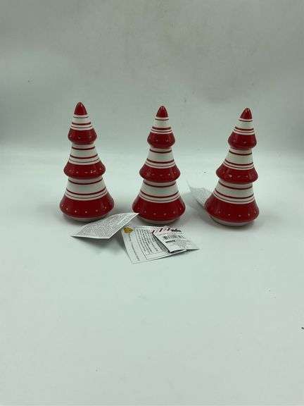 Set of 3 Ceramic LED Christmas Tree Figurines image
