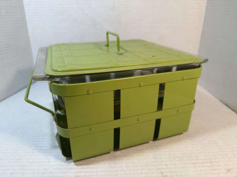 Green Metal and Glass Baking Dish Carrier image
