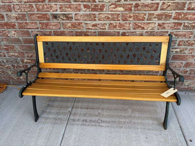 Outdoor Wood and Metal Bench image