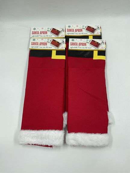 Santa Aprons, Adjustable One Size Fits Most, Lot of Four image