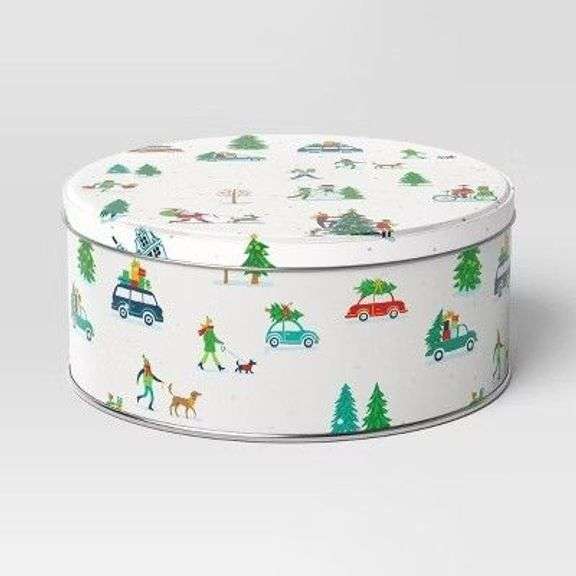 Set of 3 Round Metal Holiday Storage Tins image