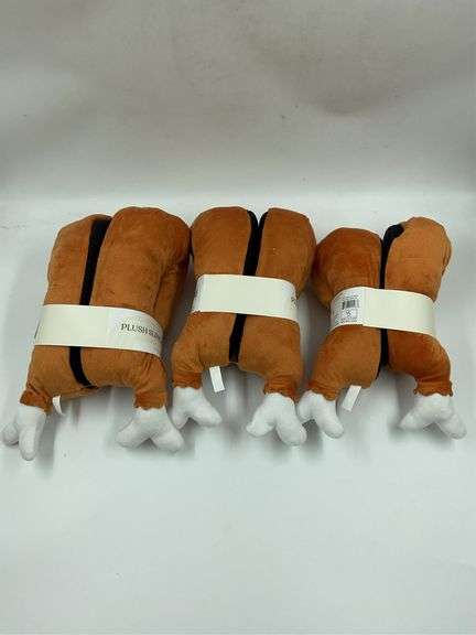 Lot of 3 Novelty Plush Turkey Leg Slippers image