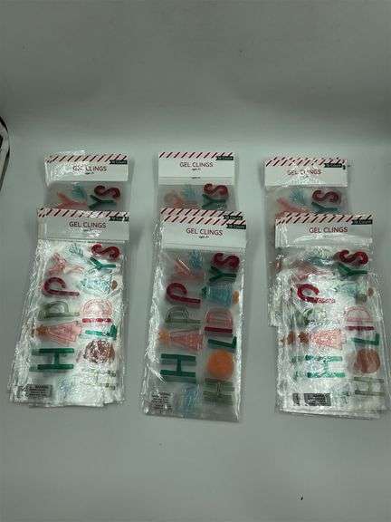 Lot of 6 Holiday Gel Window Clings, 18-Count Packs image