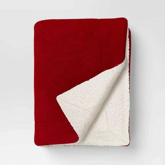 Red Plush Sherpa Throw Blanket image