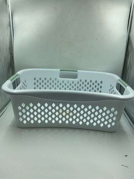 White Plastic Laundry Basket image