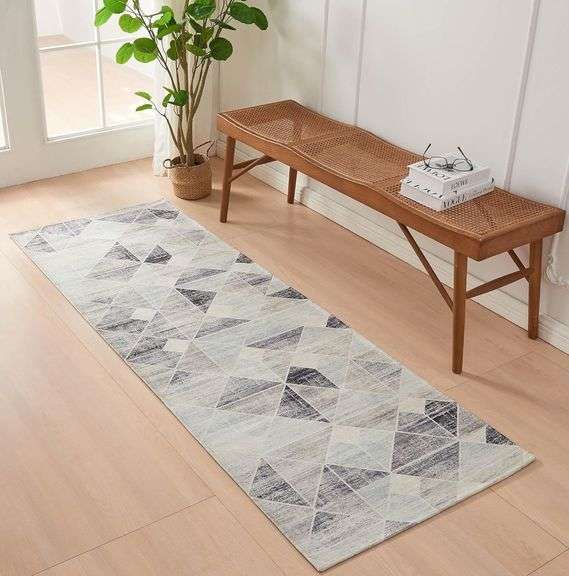 Chenille Accent Rug - 28" x 84" with Geometric Design image