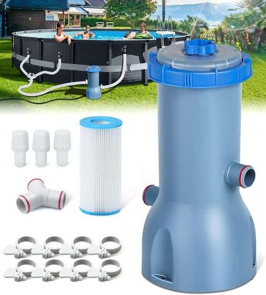 Pro Series 1000 GPH Above Ground Pool Filter Pump, Powerful Pool Cartridge Filter Pump, Water Circulation and Filtration System -Improved Water Clean & Clarity, Pools Pumps Above Ground-Blue image